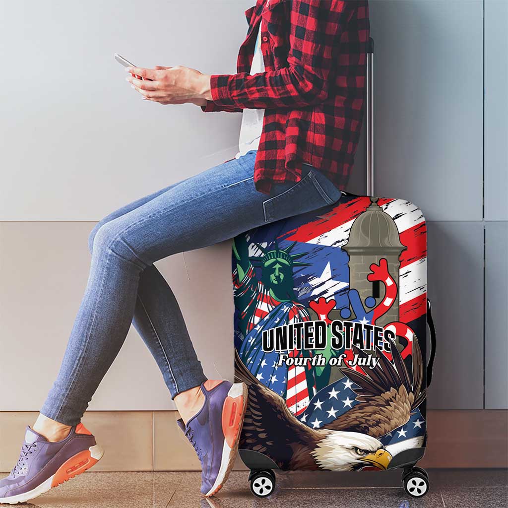 Puerto Rico 4th of July Luggage Cover USA Statue of Liberty El Morro LT01