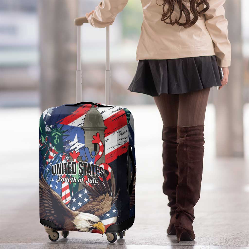 Puerto Rico 4th of July Luggage Cover USA Statue of Liberty El Morro LT01