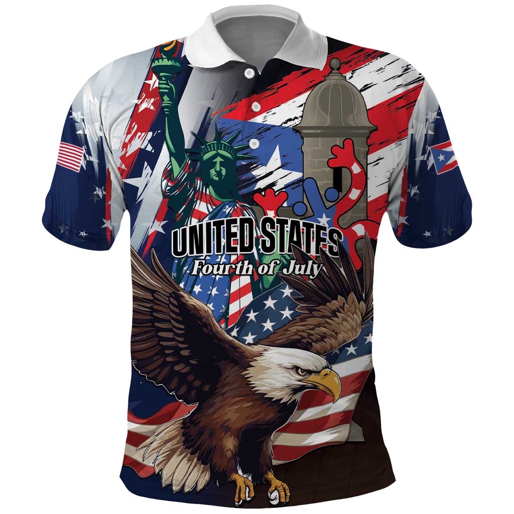 Personalized Puerto Rico 4th of July Polo Shirt USA Statue of Liberty El Morro LT01