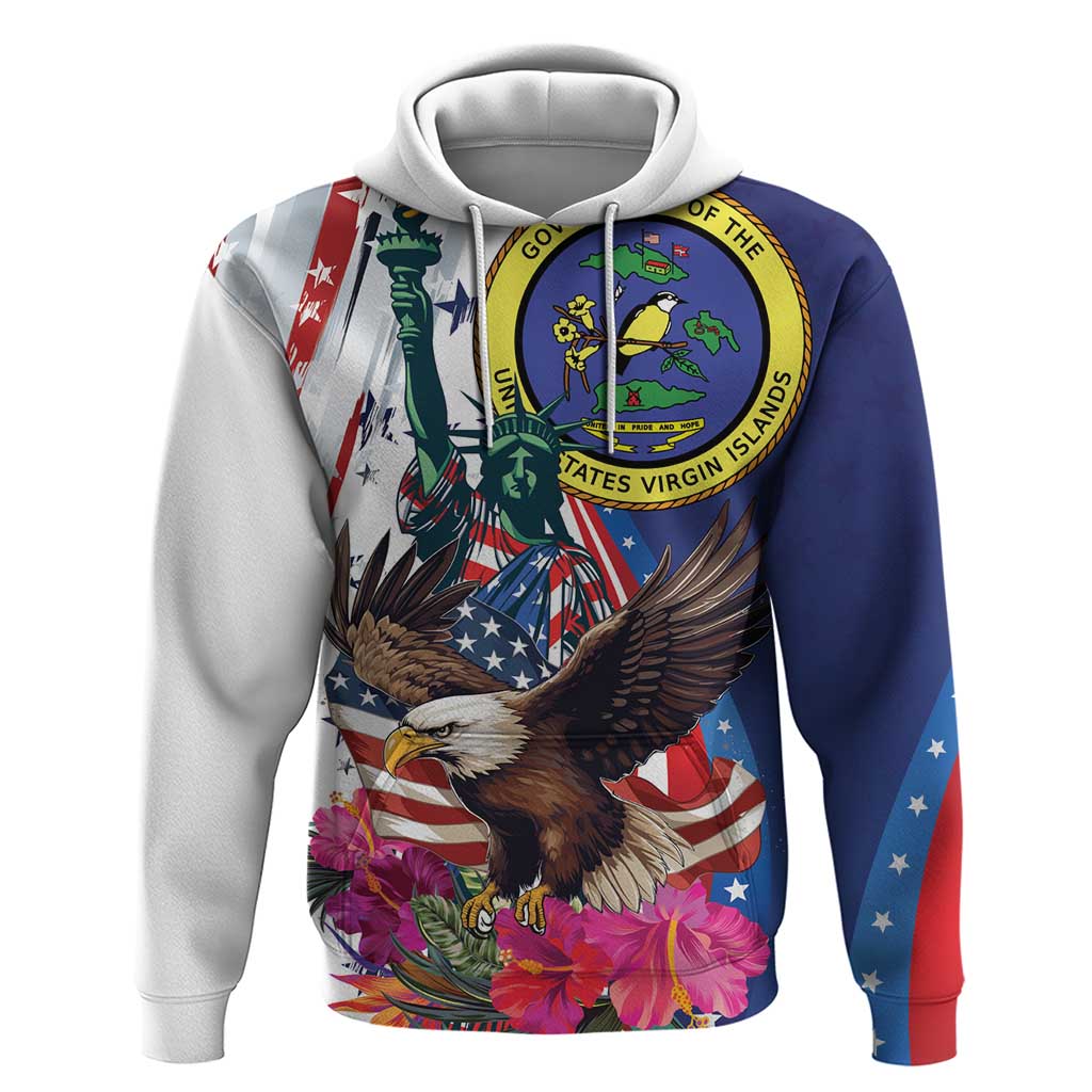 Personalized US Virgin Islands 4th of July Hoodie US Eagle Statue of Liberty LT01