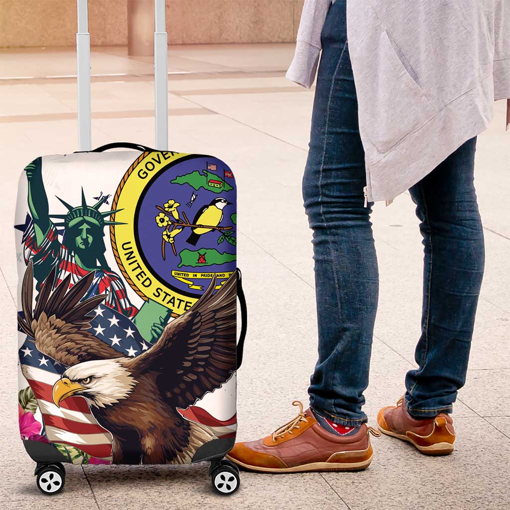 US Virgin Islands 4th of July Luggage Cover US Eagle Statue of Liberty LT01