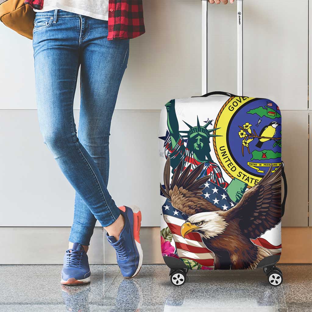 US Virgin Islands 4th of July Luggage Cover US Eagle Statue of Liberty LT01