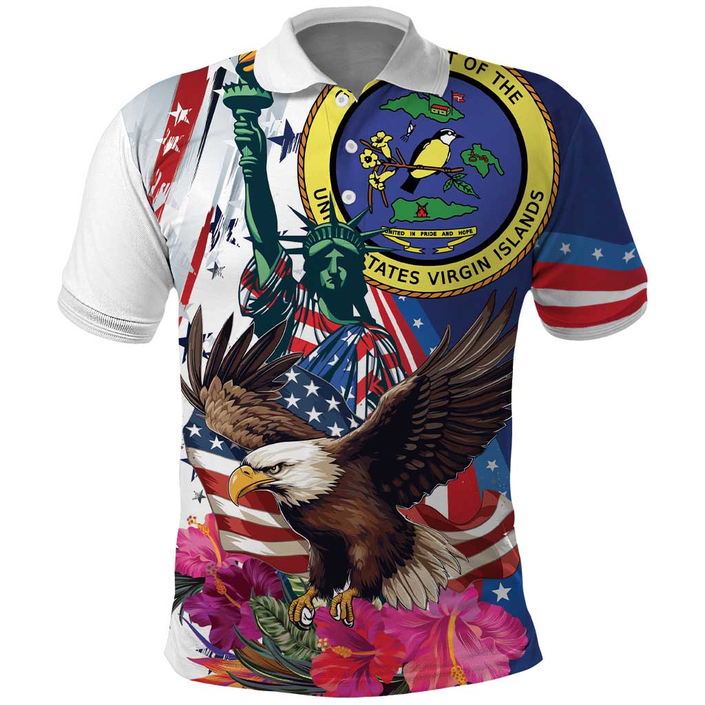 Personalized US Virgin Islands 4th of July Polo Shirt US Eagle Statue of Liberty LT01