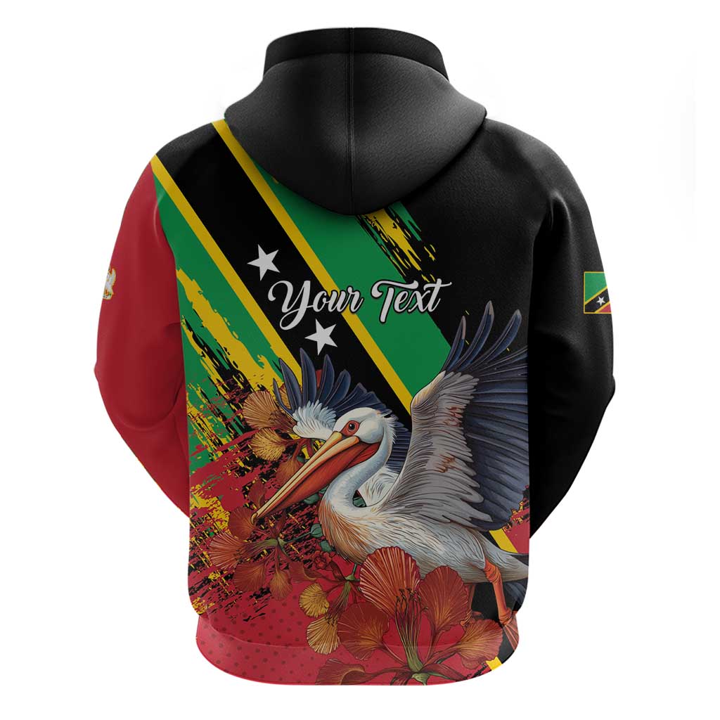 Personalized Saint Kitts and Nevis Pelican Hoodie Royal Poinciana Flowers LT01