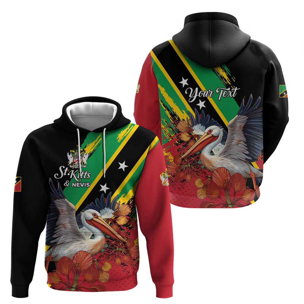 Personalized Saint Kitts and Nevis Pelican Hoodie Royal Poinciana Flowers LT01
