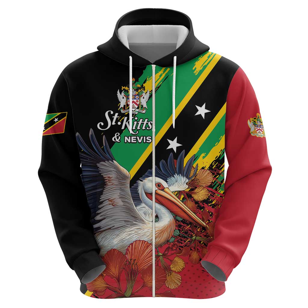 Personalized Saint Kitts and Nevis Pelican Hoodie Royal Poinciana Flowers LT01