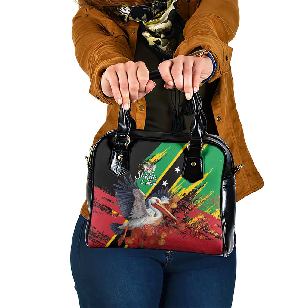 Saint Kitts and Nevis Pelican Shoulder Handbag Royal Poinciana Flowers LT01