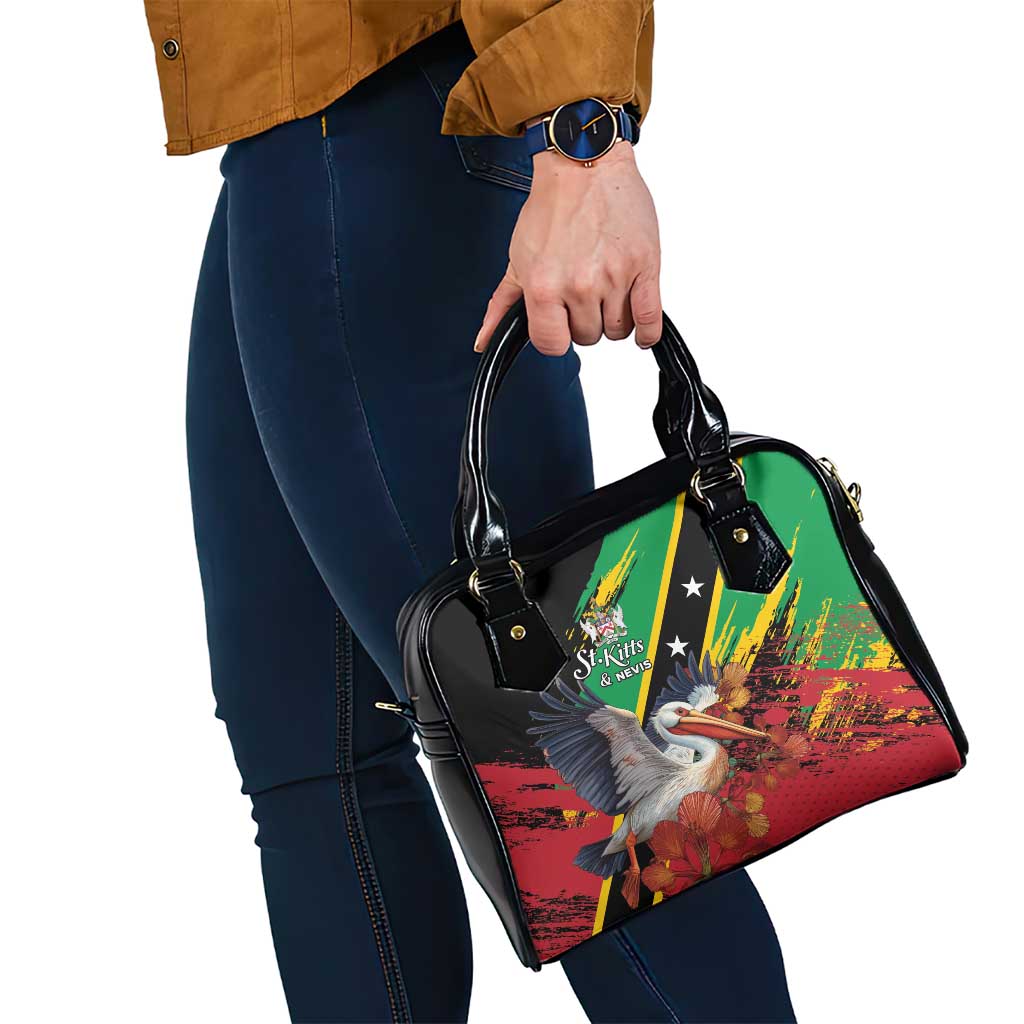 Saint Kitts and Nevis Pelican Shoulder Handbag Royal Poinciana Flowers LT01