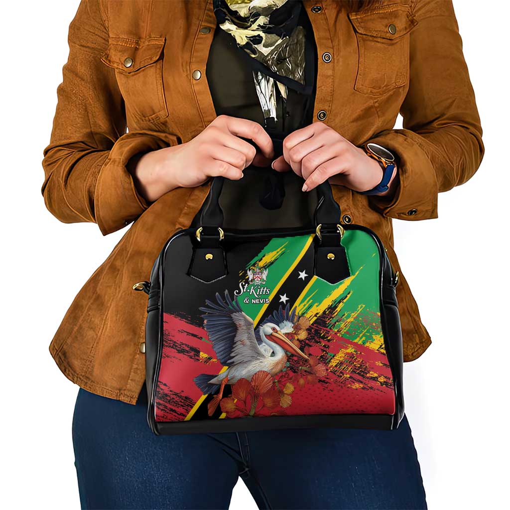 Saint Kitts and Nevis Pelican Shoulder Handbag Royal Poinciana Flowers LT01