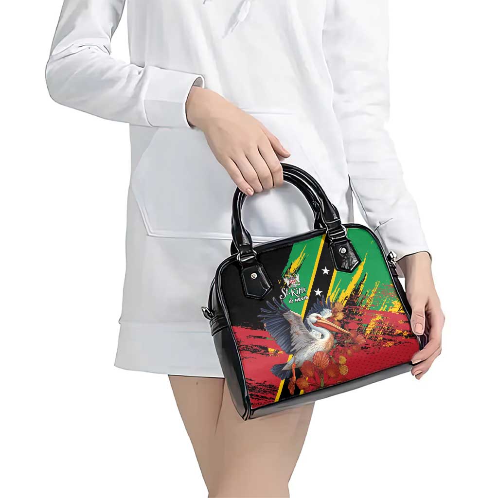 Saint Kitts and Nevis Pelican Shoulder Handbag Royal Poinciana Flowers LT01