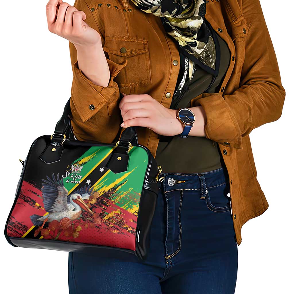 Saint Kitts and Nevis Pelican Shoulder Handbag Royal Poinciana Flowers LT01