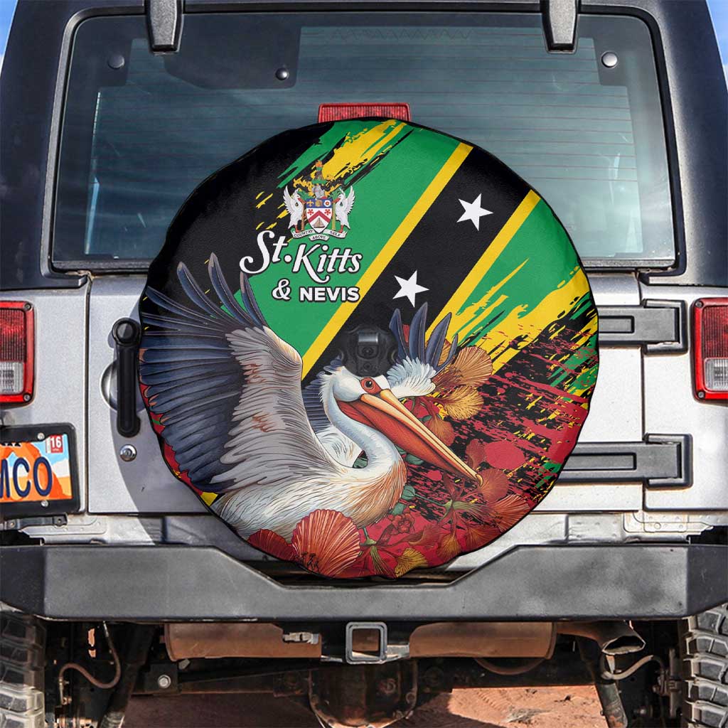 Saint Kitts and Nevis Pelican Spare Tire Cover Royal Poinciana Flowers LT01