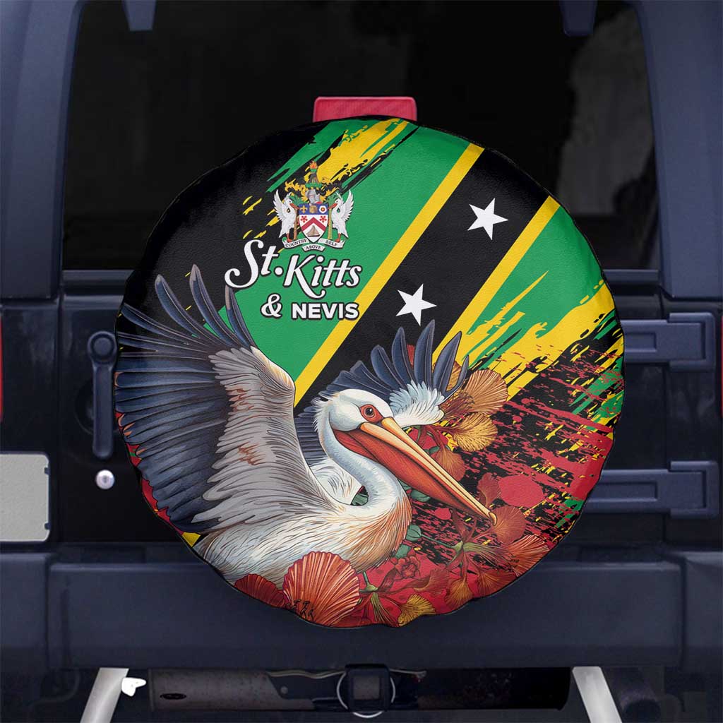 Saint Kitts and Nevis Pelican Spare Tire Cover Royal Poinciana Flowers LT01