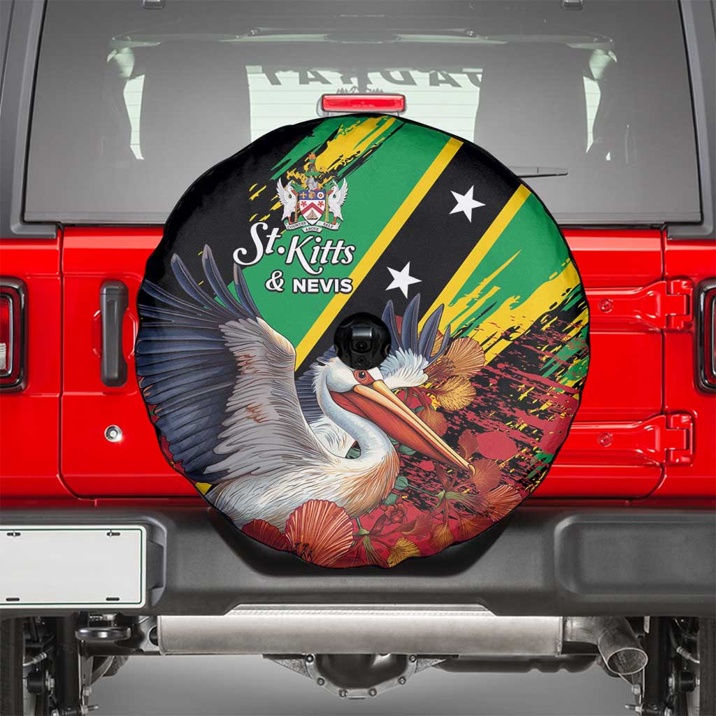 Saint Kitts and Nevis Pelican Spare Tire Cover Royal Poinciana Flowers LT01