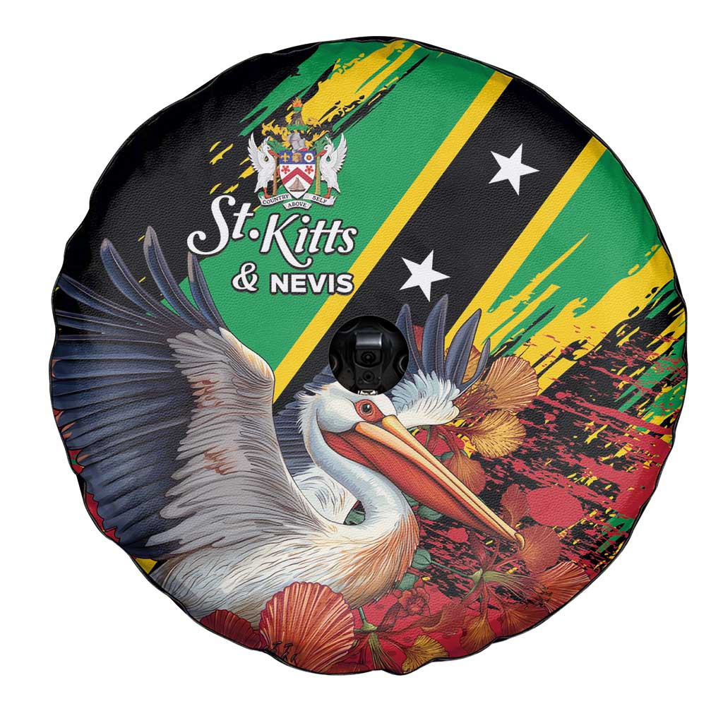 Saint Kitts and Nevis Pelican Spare Tire Cover Royal Poinciana Flowers LT01