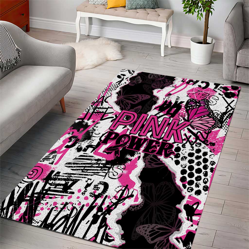 Pink Power Graffiti Area Rug Breast Cancer Awareness LT01