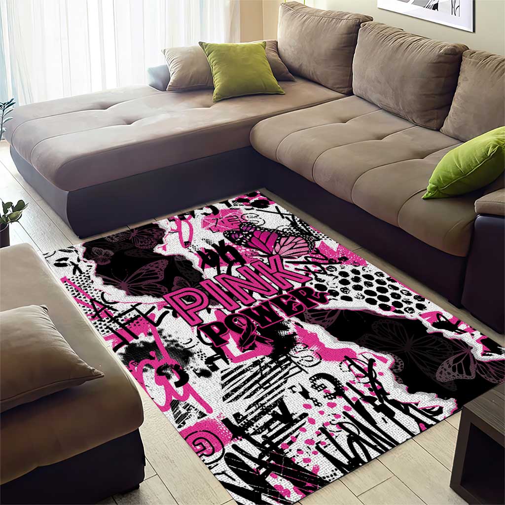 Pink Power Graffiti Area Rug Breast Cancer Awareness LT01