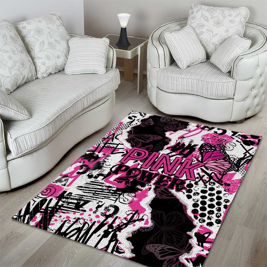 Pink Power Graffiti Area Rug Breast Cancer Awareness LT01