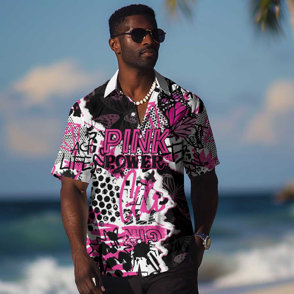 Personalized Pink Power Graffiti Hawaiian Shirt Breast Cancer Awareness LT01