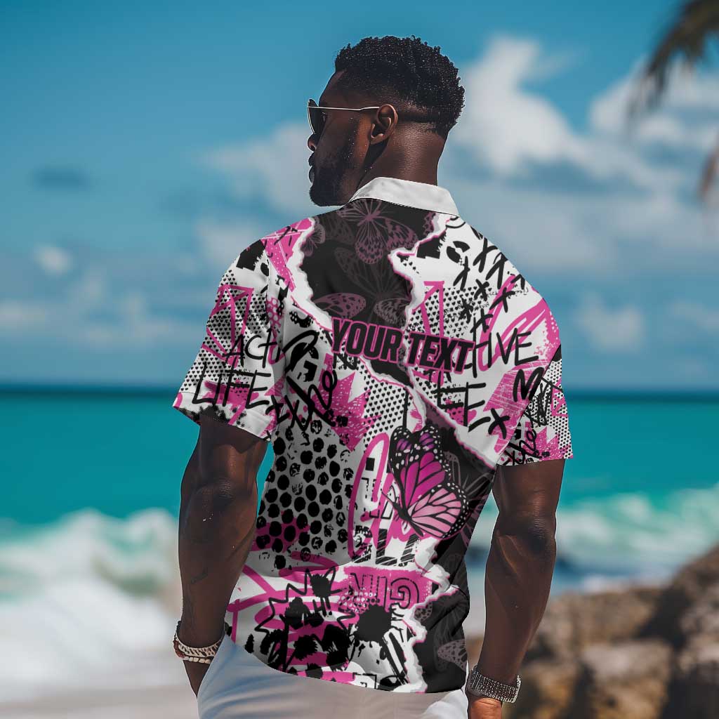 Personalized Pink Power Graffiti Hawaiian Shirt Breast Cancer Awareness LT01