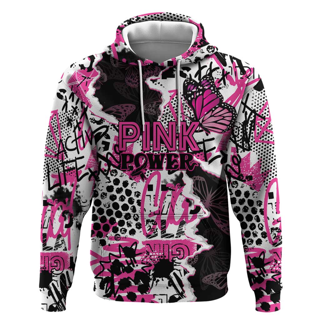 Personalized Pink Power Graffiti Hoodie Breast Cancer Awareness LT01