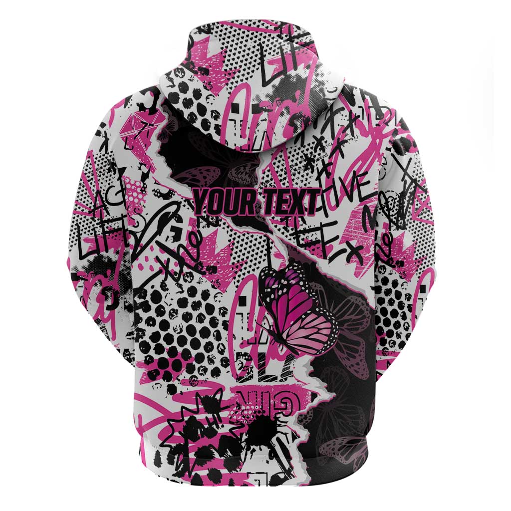 Personalized Pink Power Graffiti Hoodie Breast Cancer Awareness LT01