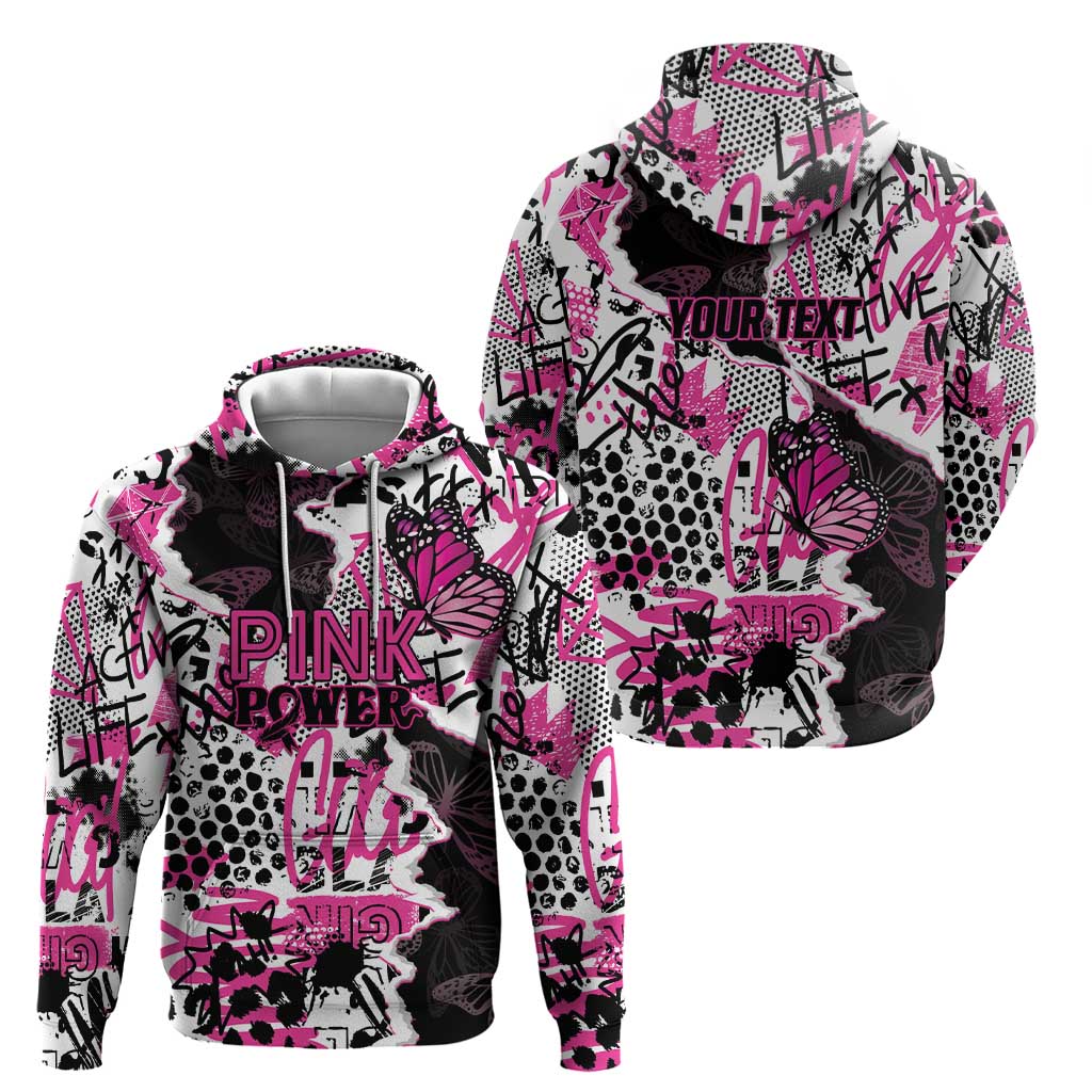 Personalized Pink Power Graffiti Hoodie Breast Cancer Awareness LT01