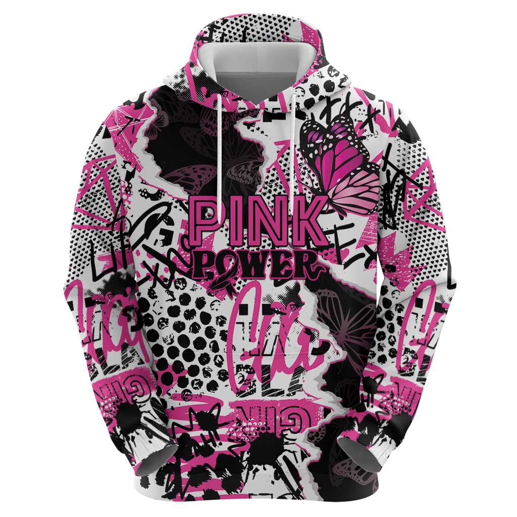 Personalized Pink Power Graffiti Hoodie Breast Cancer Awareness LT01