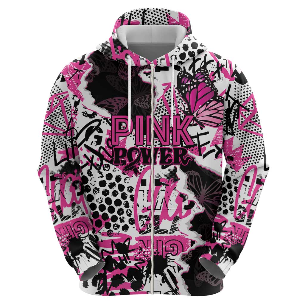 Personalized Pink Power Graffiti Hoodie Breast Cancer Awareness LT01