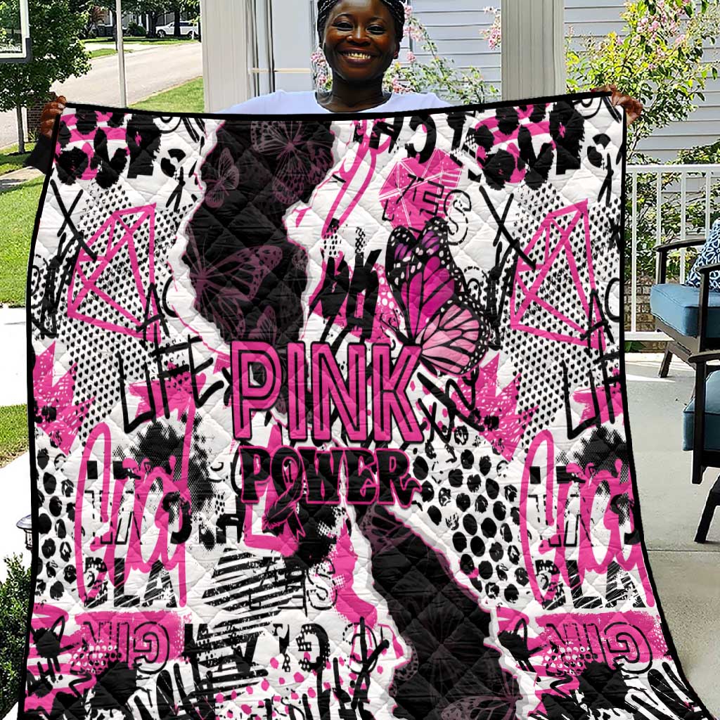 Pink Power Graffiti Quilt Breast Cancer Awareness LT01