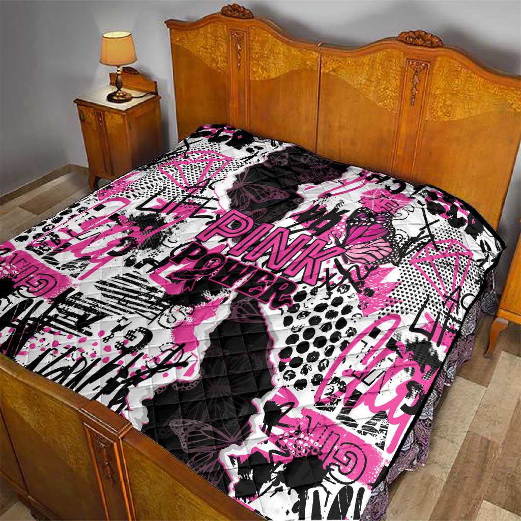 Pink Power Graffiti Quilt Breast Cancer Awareness LT01
