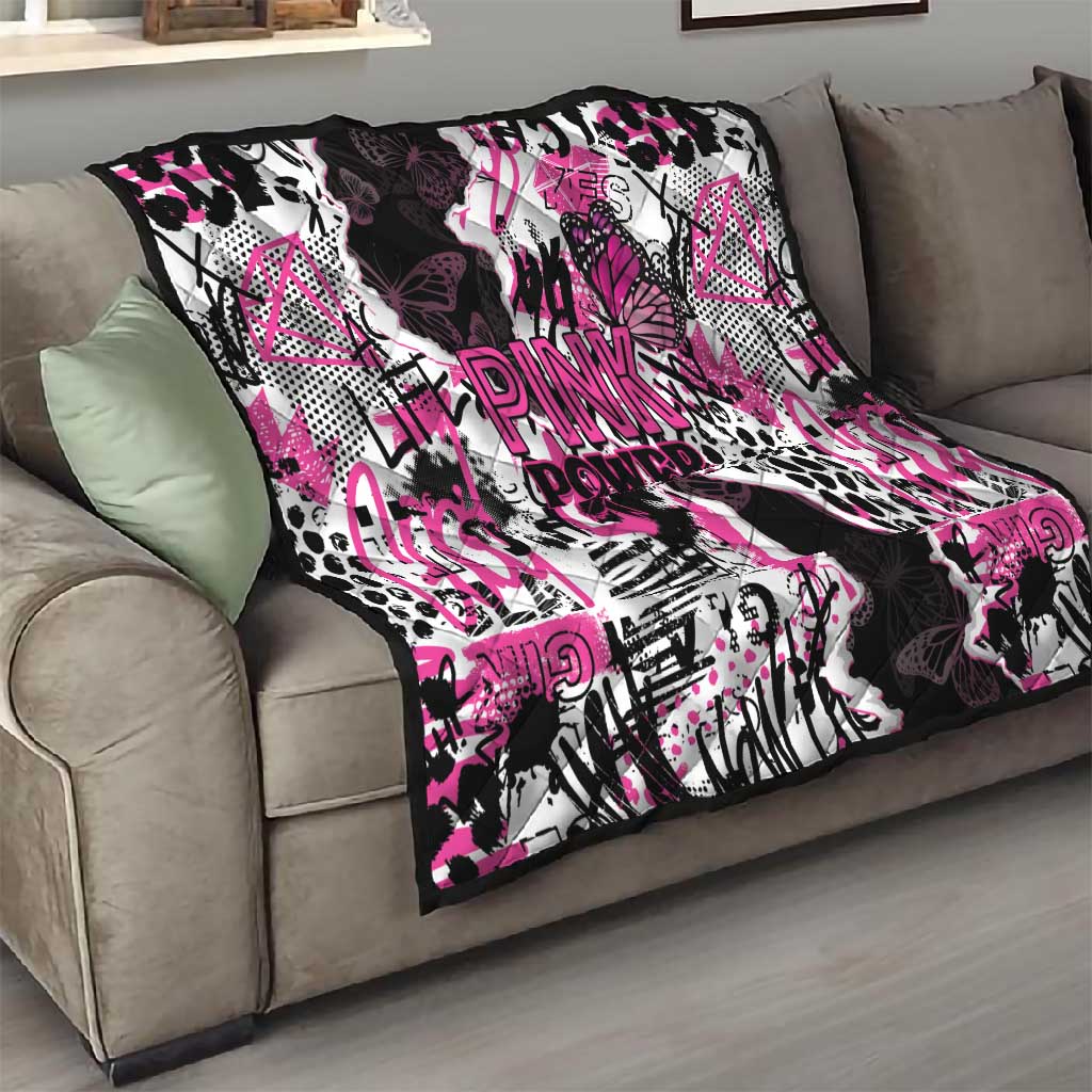 Pink Power Graffiti Quilt Breast Cancer Awareness LT01