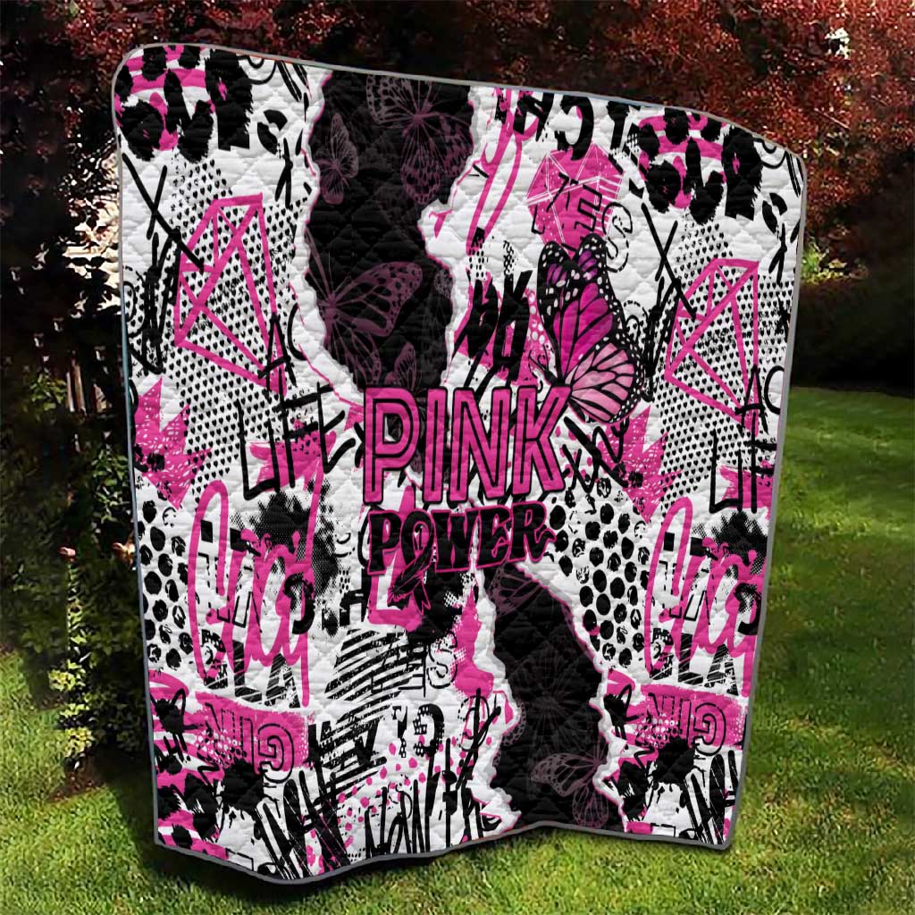 Pink Power Graffiti Quilt Breast Cancer Awareness LT01