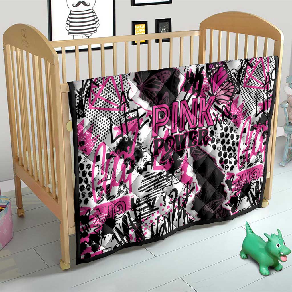Pink Power Graffiti Quilt Breast Cancer Awareness LT01