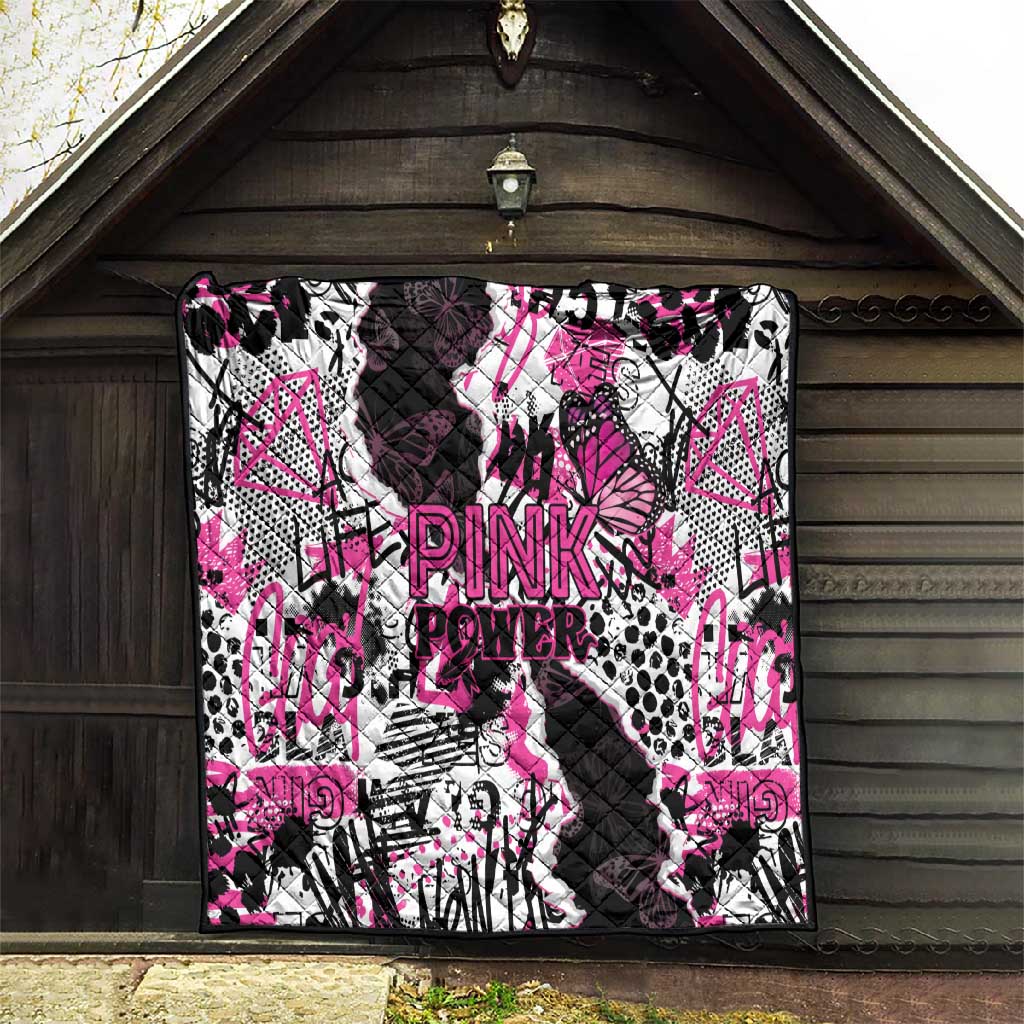 Pink Power Graffiti Quilt Breast Cancer Awareness LT01