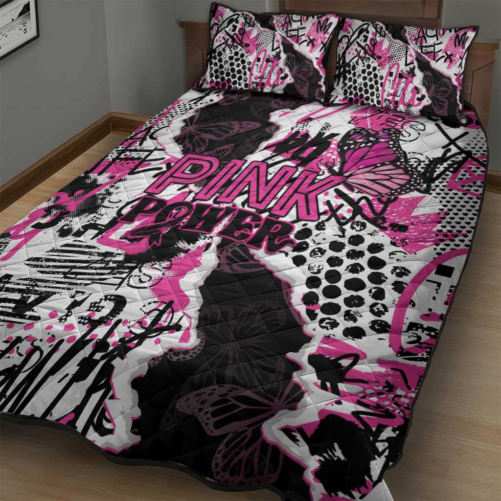 Pink Power Graffiti Quilt Bed Set Breast Cancer Awareness LT01
