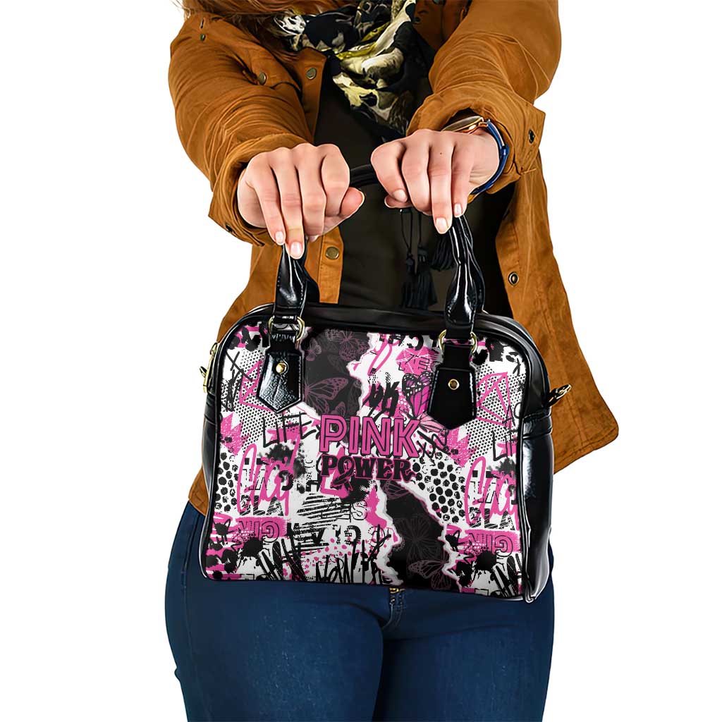 Pink Power Graffiti Shoulder Handbag Breast Cancer Awareness LT01