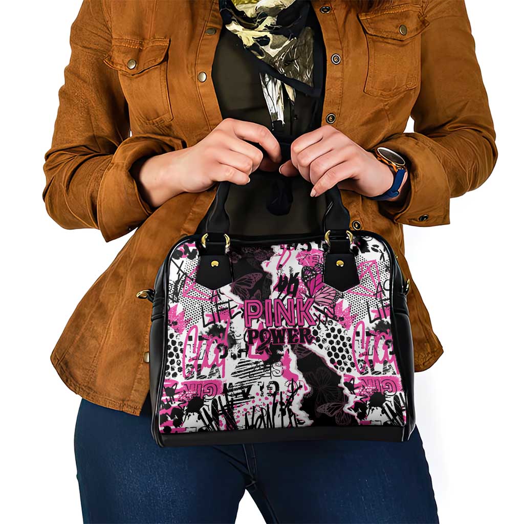 Pink Power Graffiti Shoulder Handbag Breast Cancer Awareness LT01