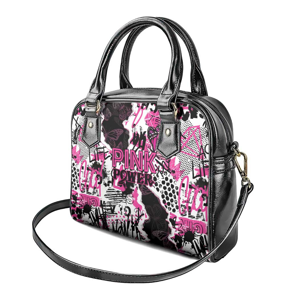 Pink Power Graffiti Shoulder Handbag Breast Cancer Awareness LT01