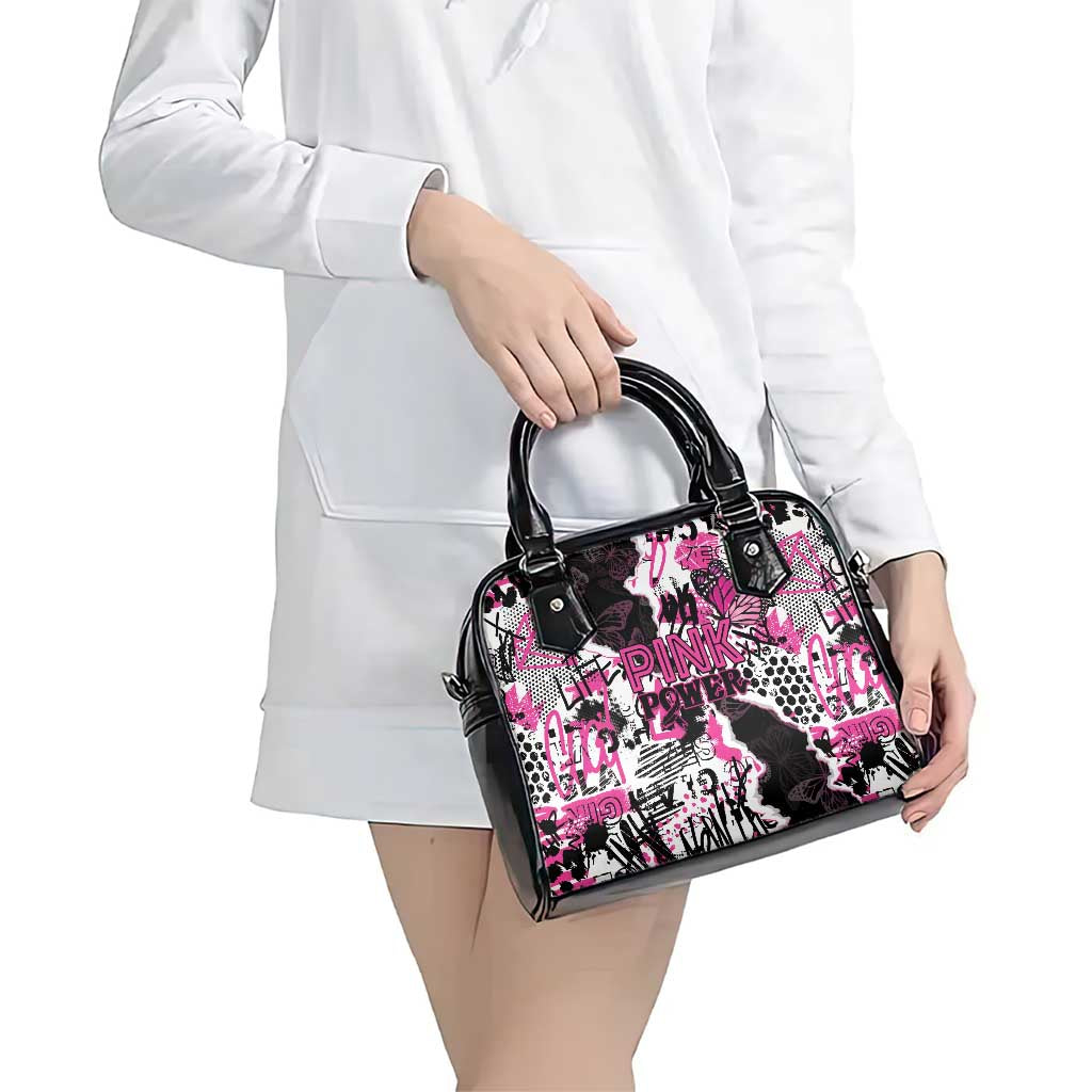 Pink Power Graffiti Shoulder Handbag Breast Cancer Awareness LT01