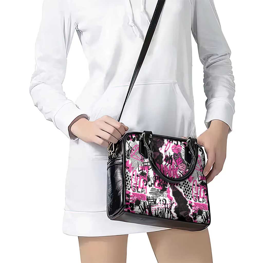 Pink Power Graffiti Shoulder Handbag Breast Cancer Awareness LT01