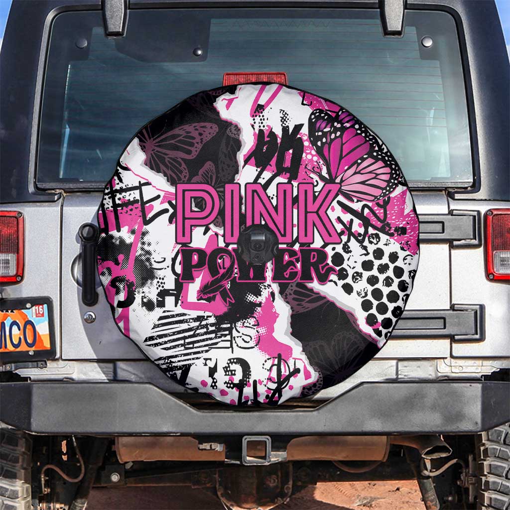 Pink Power Graffiti Spare Tire Cover Breast Cancer Awareness LT01