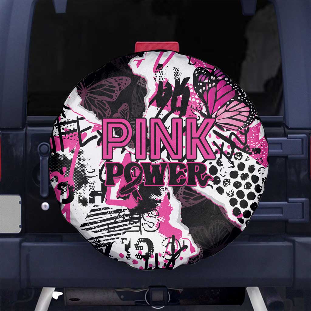 Pink Power Graffiti Spare Tire Cover Breast Cancer Awareness LT01