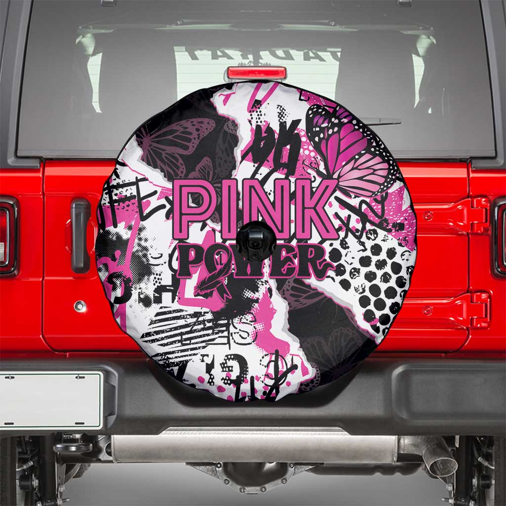 Pink Power Graffiti Spare Tire Cover Breast Cancer Awareness LT01