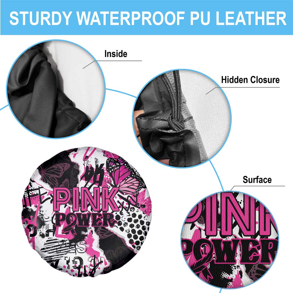 Pink Power Graffiti Spare Tire Cover Breast Cancer Awareness LT01