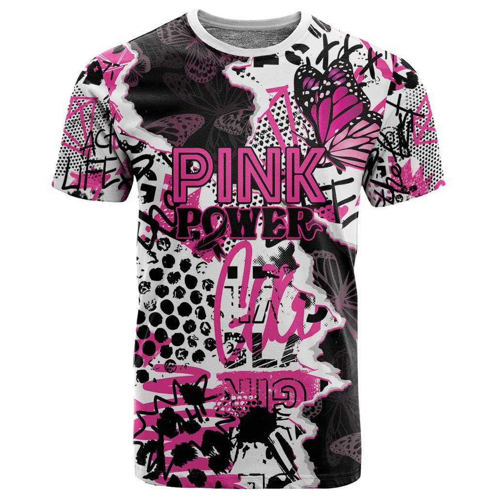 Personalized Pink Power Graffiti T shirt Breast Cancer Awareness LT01