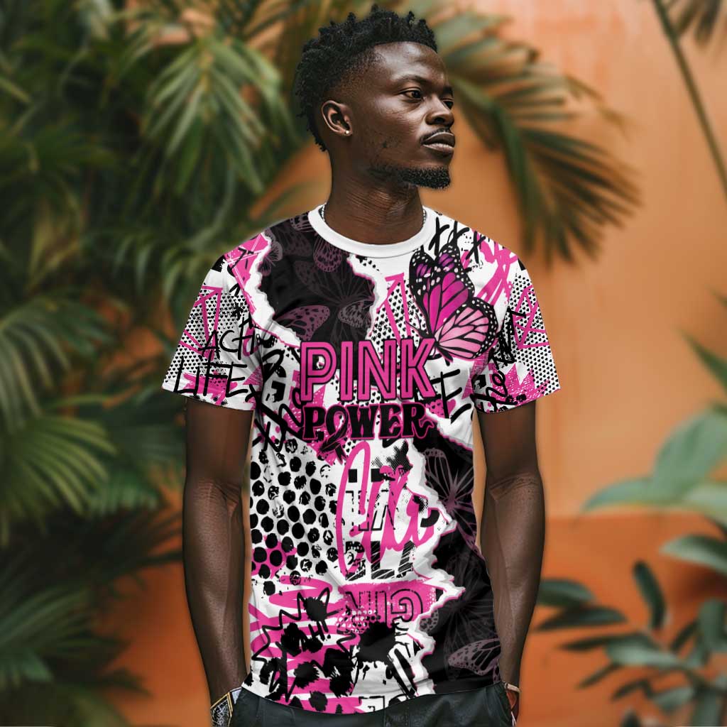 Personalized Pink Power Graffiti T shirt Breast Cancer Awareness LT01