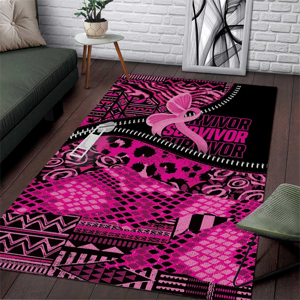 Pink Ribbon Animals Skin African Mixed Area Rug Zipper Stylized LT01