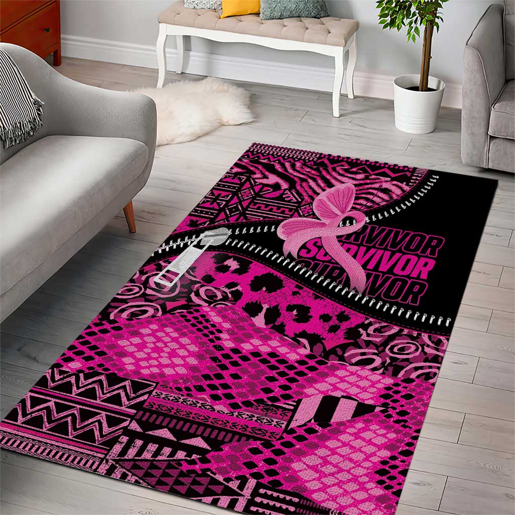 Pink Ribbon Animals Skin African Mixed Area Rug Zipper Stylized LT01