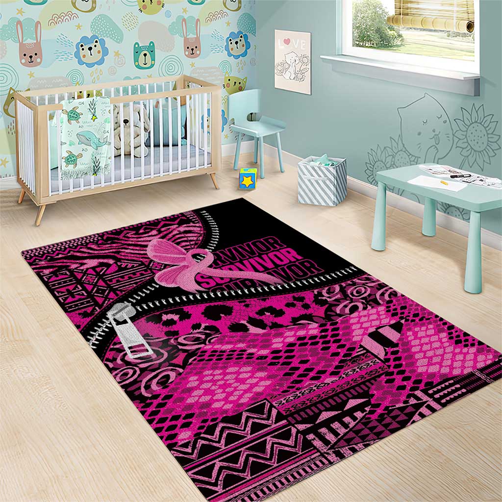 Pink Ribbon Animals Skin African Mixed Area Rug Zipper Stylized LT01